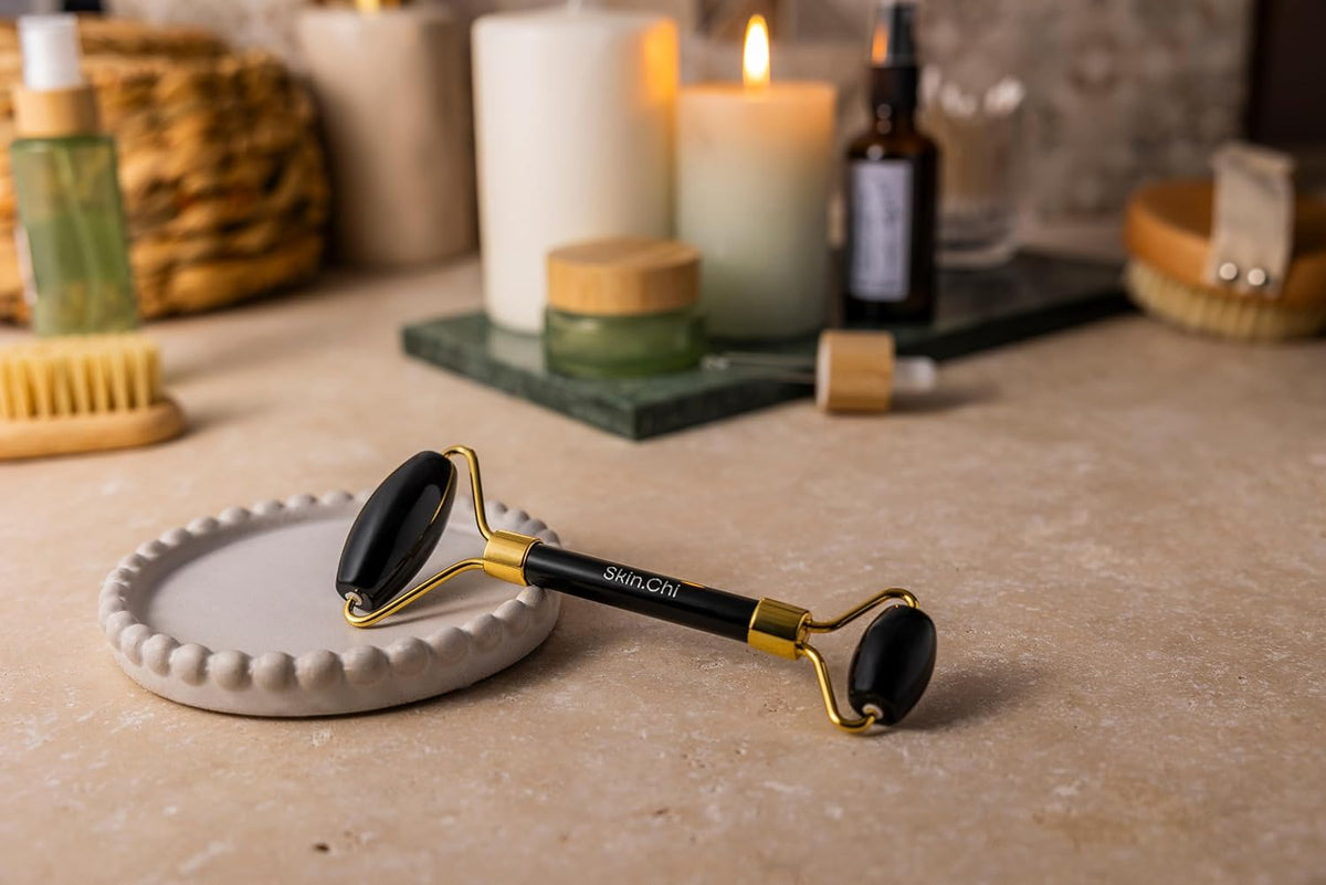 Skin Chi Black Obsidian Facial Roller - how to use guide