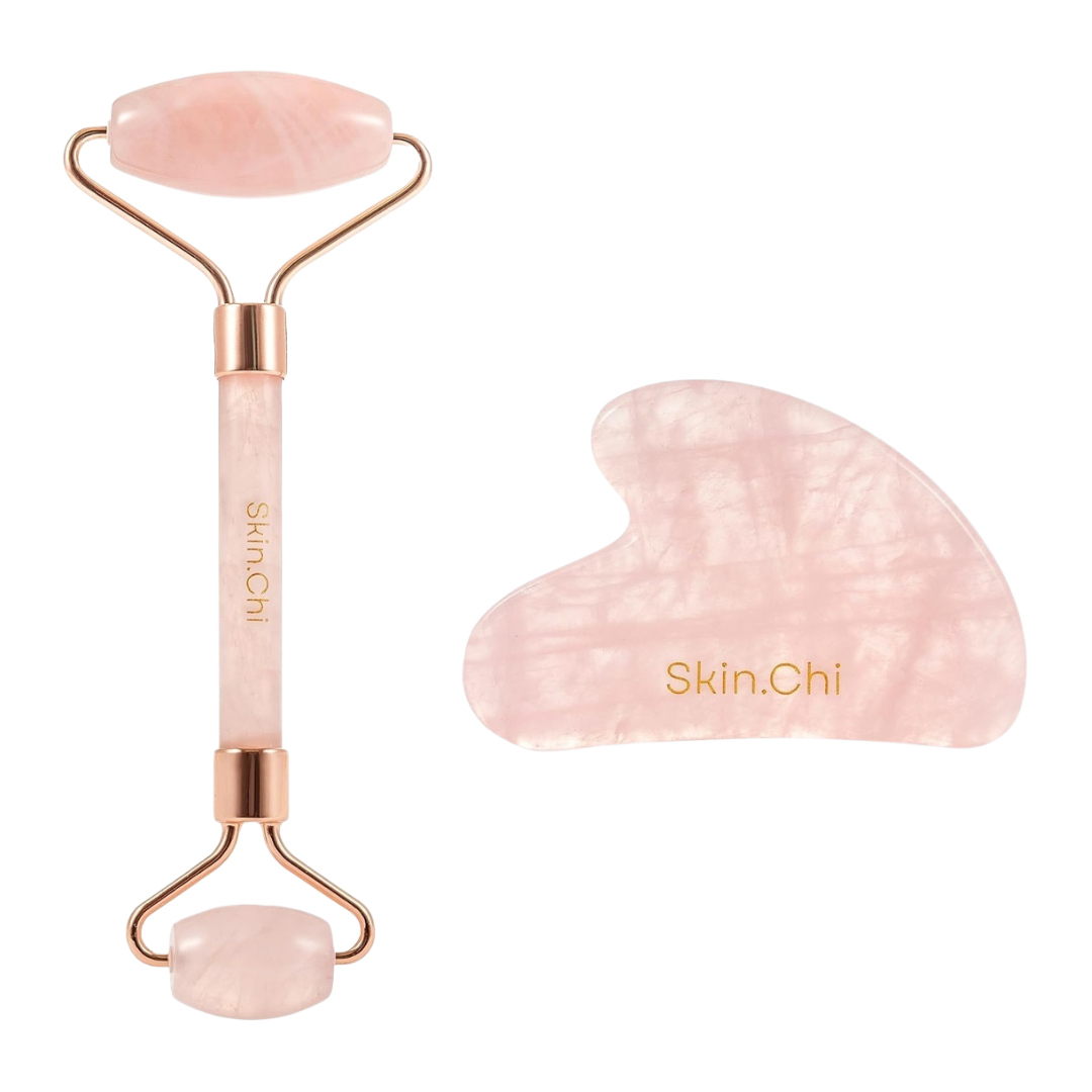 Skin Chi Rose Quartz Roller & Gua Sha Set