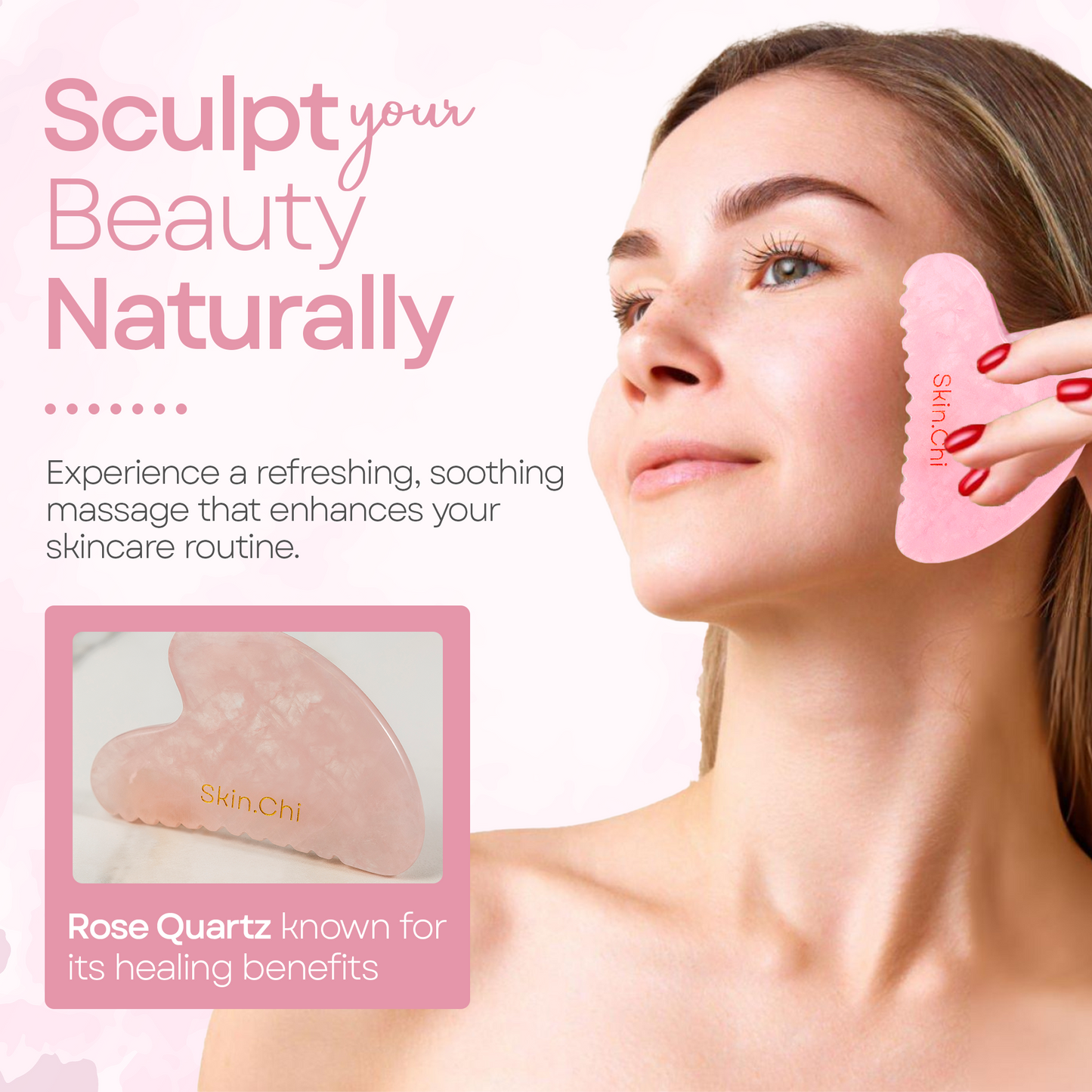 Rose Quartz Comb Gua Sha