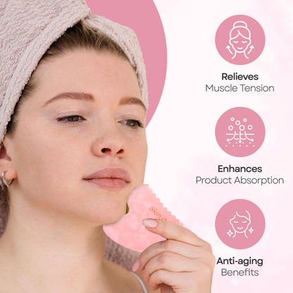 Rose Quartz Comb Gua Sha