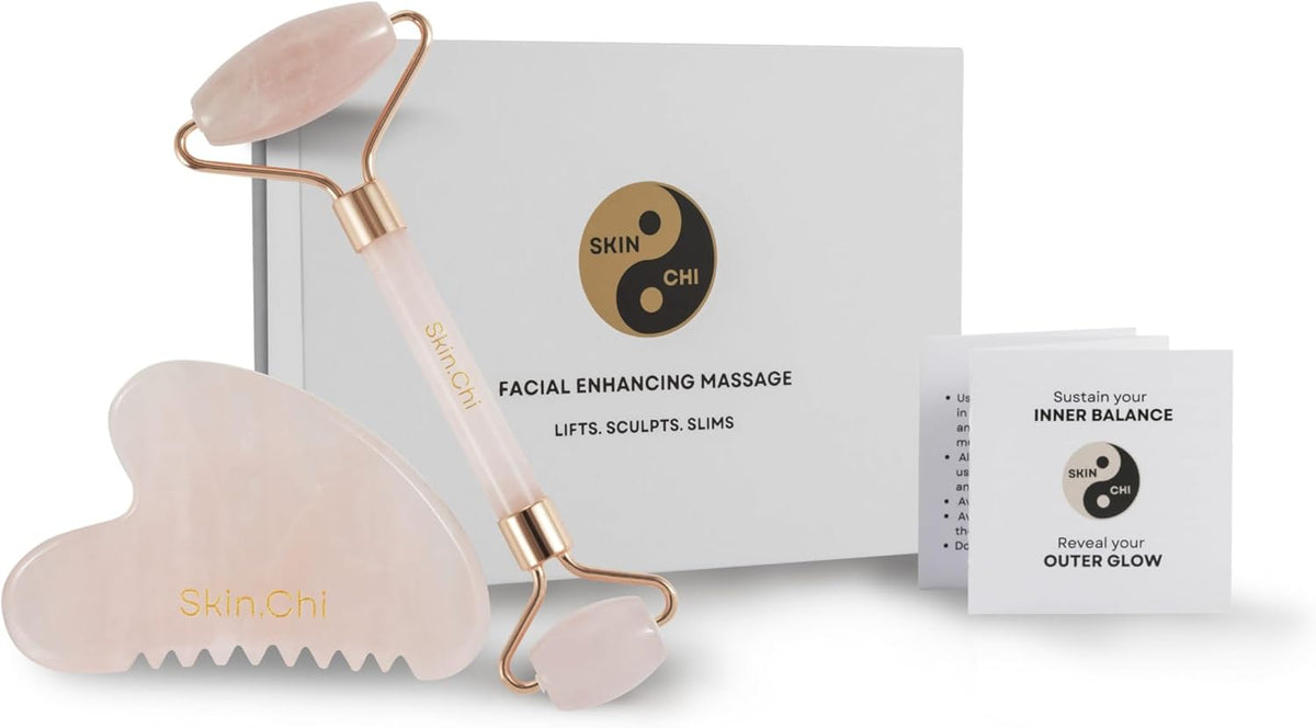 Skin Chi Rose Quartz Gua Sha Set – stone detail