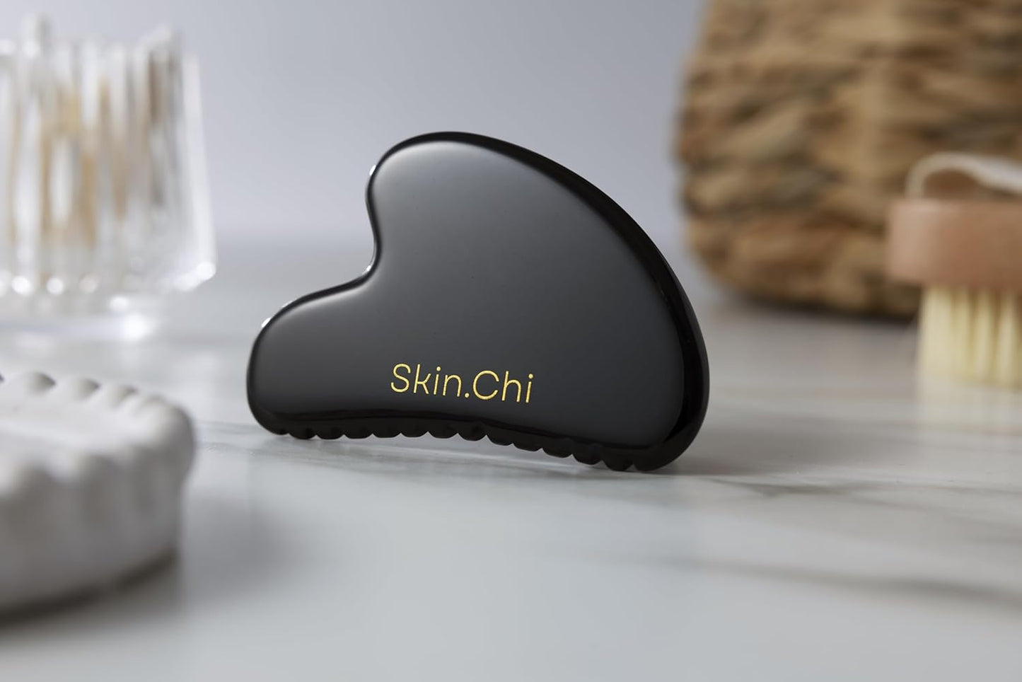Skin Chi Black Obsidian Comb Edge Gua Sha - with velvet pouch