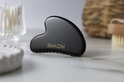 Skin Chi Black Obsidian Comb Edge Gua Sha - with velvet pouch