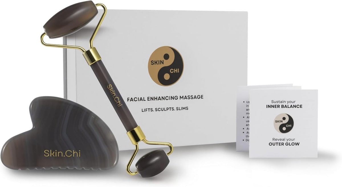 Skin Chi Agate Gua Sha Set – cheekbone sculpting