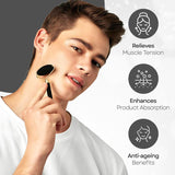 Skin Chi Black Obsidian Facial Roller - in-use on cheek