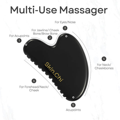 Skin Chi Black Obsidian Comb Edge Gua Sha - jawline technique