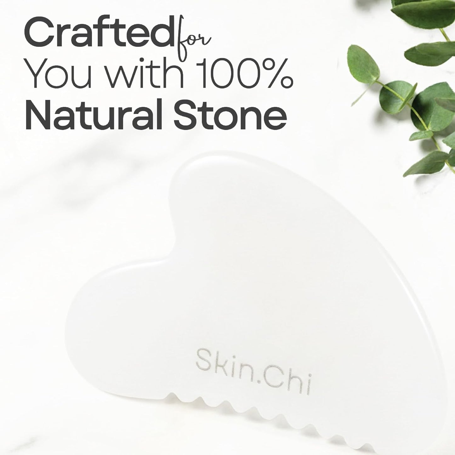 Skin Chi White Jade Comb Edge Gua Sha - stone detail close-up