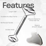 Skin Chi Stainless Steel Roller & Gua Sha Set - jawline technique