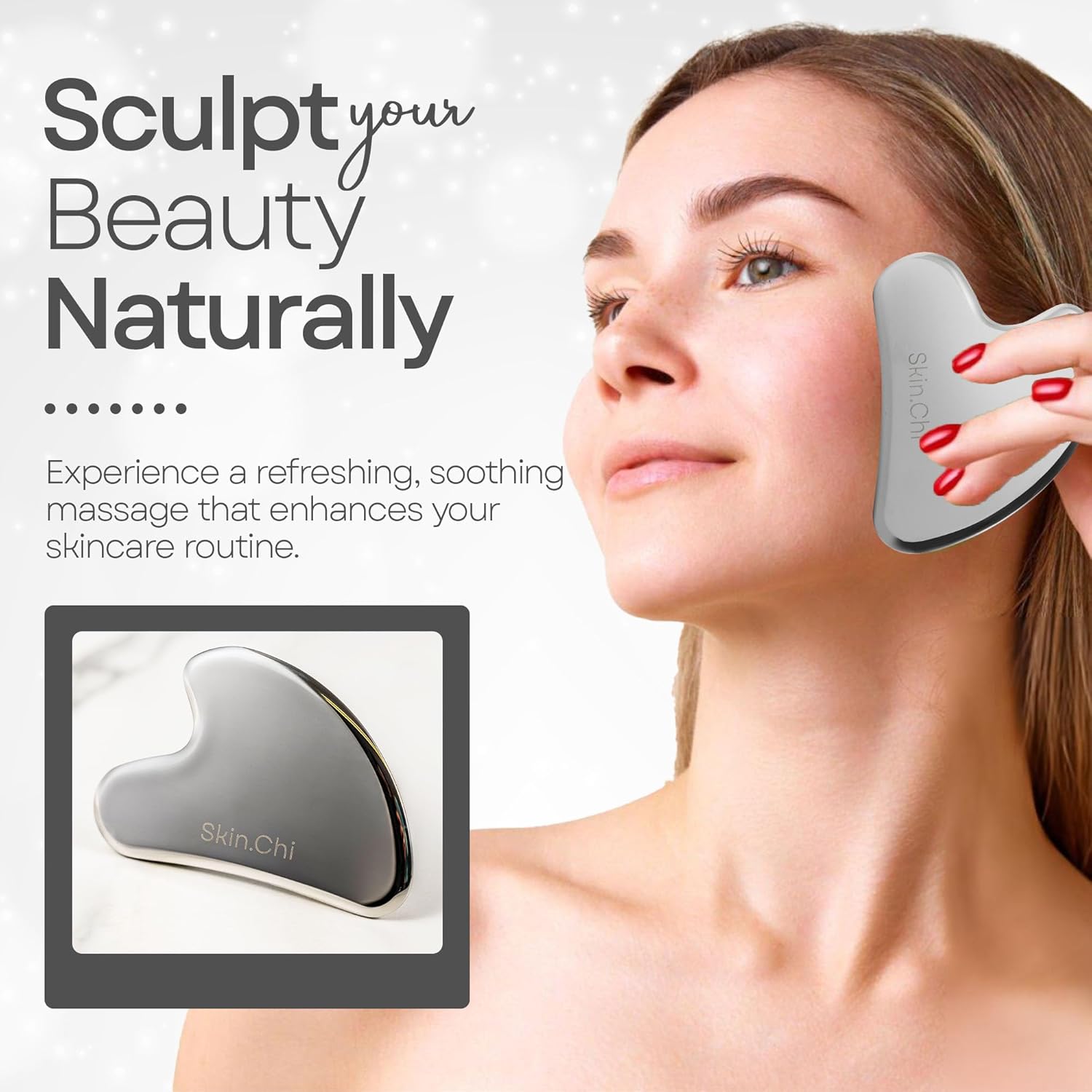 Skin Chi Stainless Steel Gua Sha - jawline technique