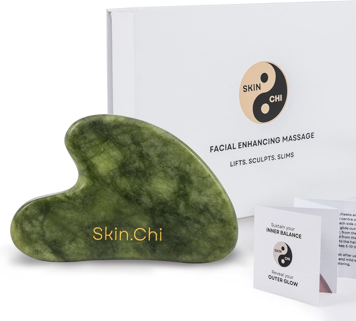 Skin Chi Green Jade Gua Sha - stone detail close-up