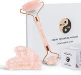 Skin Chi Rose Quartz Roller & Gua Sha Set - stone detail
