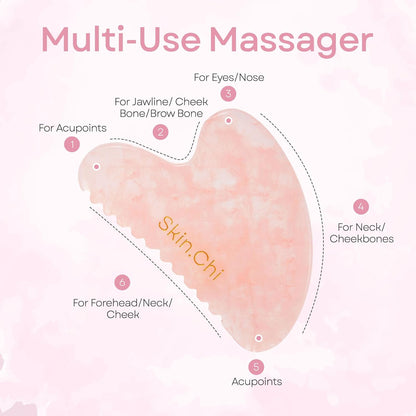 Skin Chi Rose Quartz Comb Edge Gua Sha - forehead technique