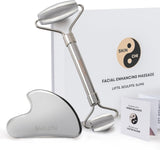 Skin Chi Stainless Steel Roller & Gua Sha Set - detail close-up