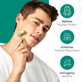 Skin Chi Green Jade Facial Roller - in-use on cheek