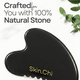 Skin Chi Black Obsidian Comb Edge Gua Sha - stone detail