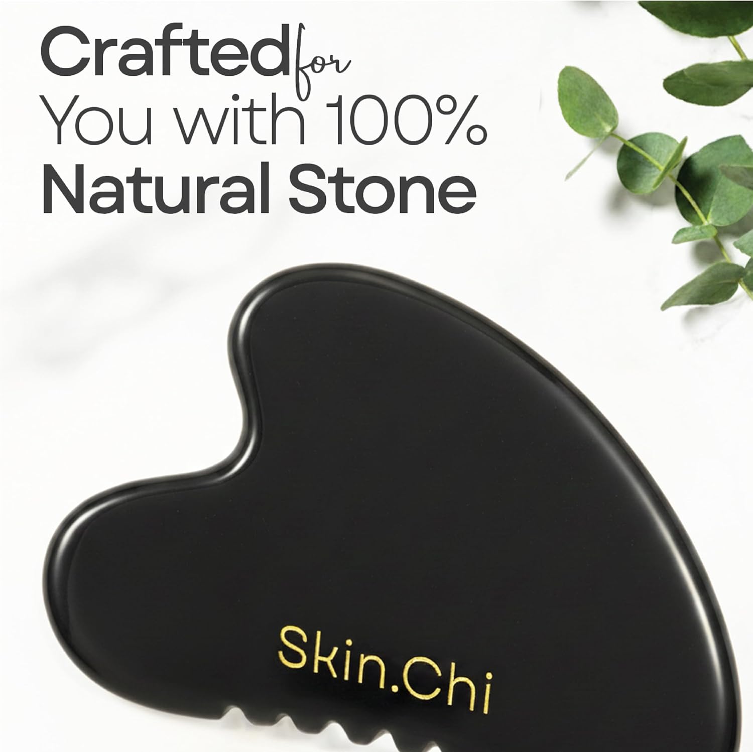 Skin Chi Black Obsidian Comb Edge Gua Sha - stone detail