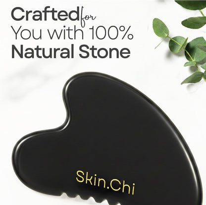 Skin Chi Black Obsidian Comb Edge Gua Sha - stone detail