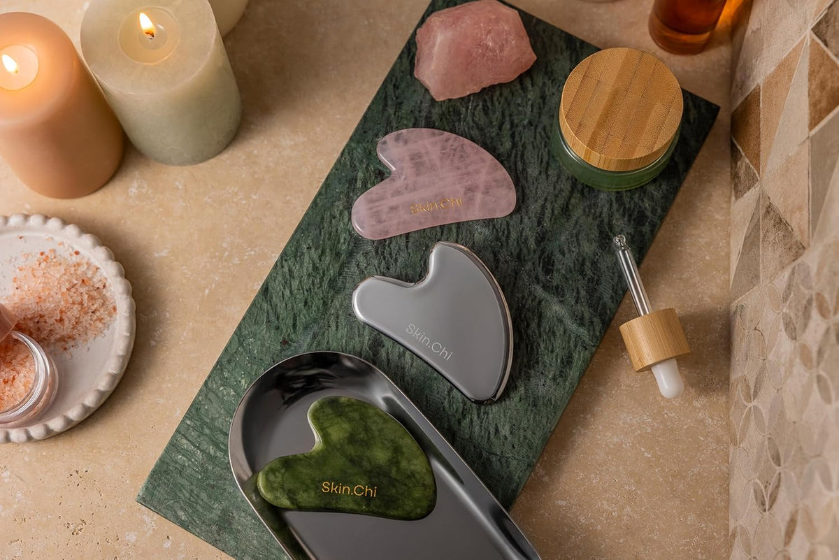 Skin Chi Rose Quartz Gua Sha - with velvet pouch