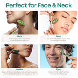 Skin Chi Green Jade Roller & Gua Sha Set - roller in-use