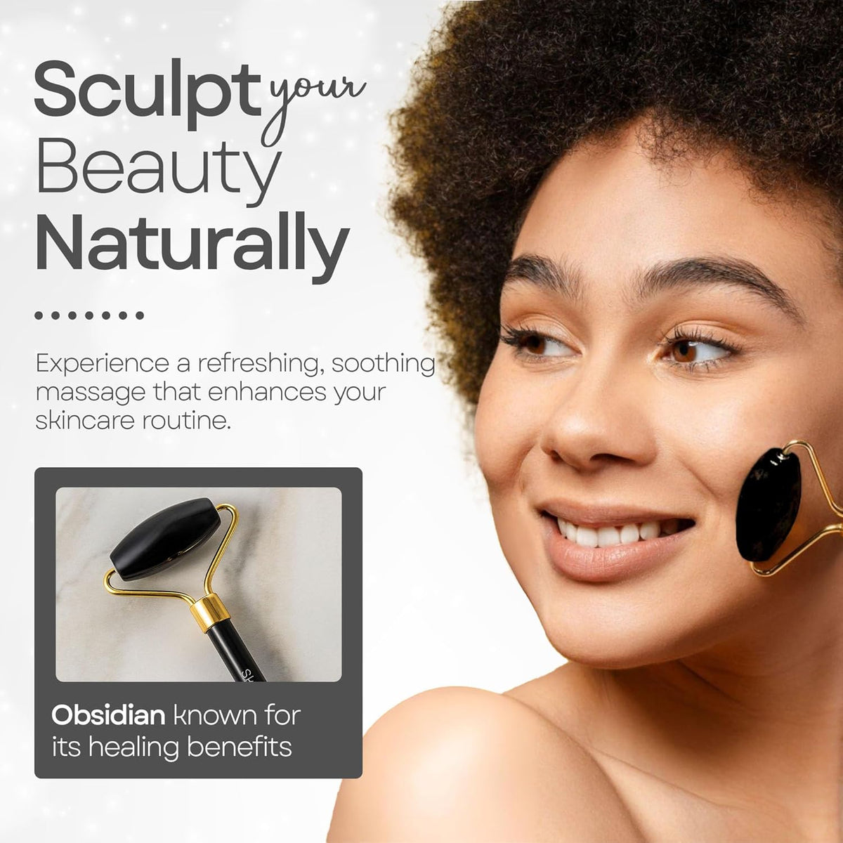 Skin Chi Black Obsidian Facial Roller - under-eye application