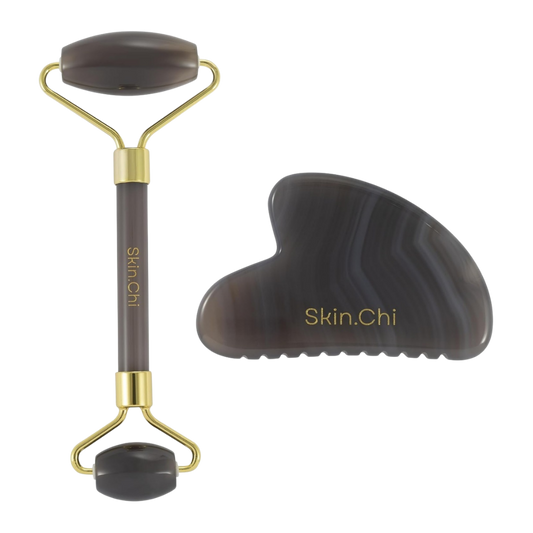 Skin Chi Agate Comb Edge Gua Sha & Roller Set