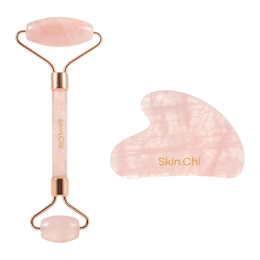 Skin Chi Rose Quartz Roller & Gua Sha Set